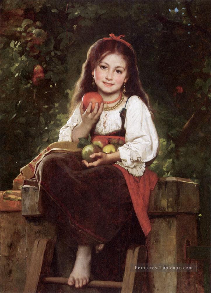 La cueilleuse de pommes Léon Bazile Perrault Peintures à l'huile